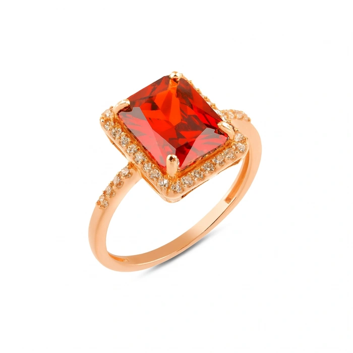 14K Solid Gold Emerald Cut Ruby Ring