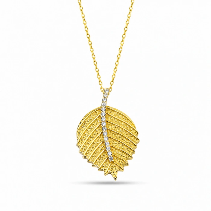 14K Solid Gold Leaf Necklace