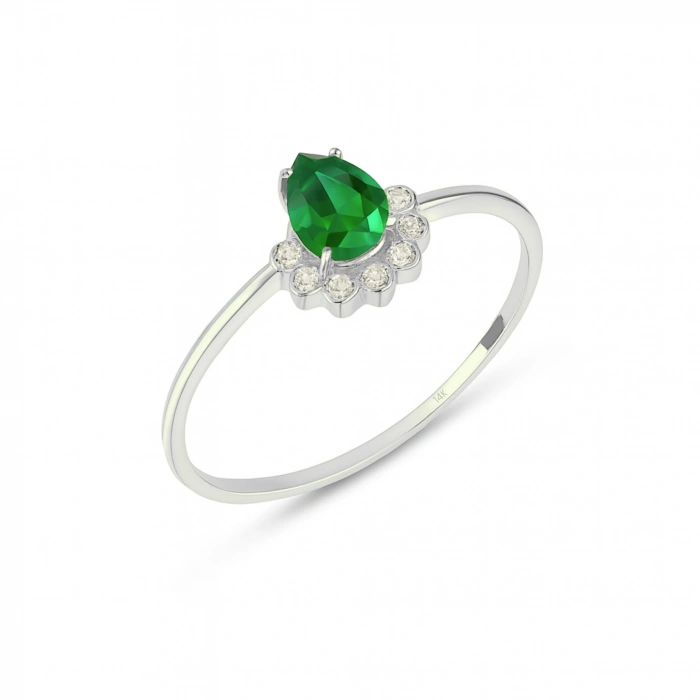 14 Ayar Altın Yeşil Zümrüt Yüzük