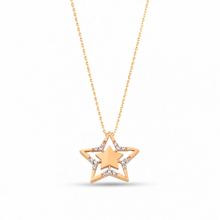 14K Solid Gold Star Necklace