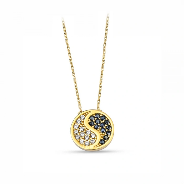 14K Gold Yin Yang Necklace, Medallion Necklace, Balance Necklace