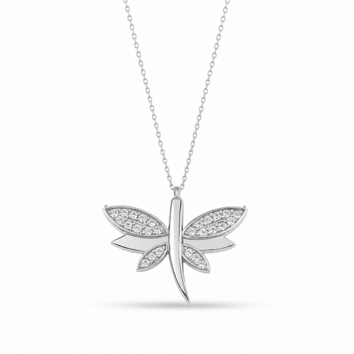14K Solid Gold Dragonfly Luck Necklace
