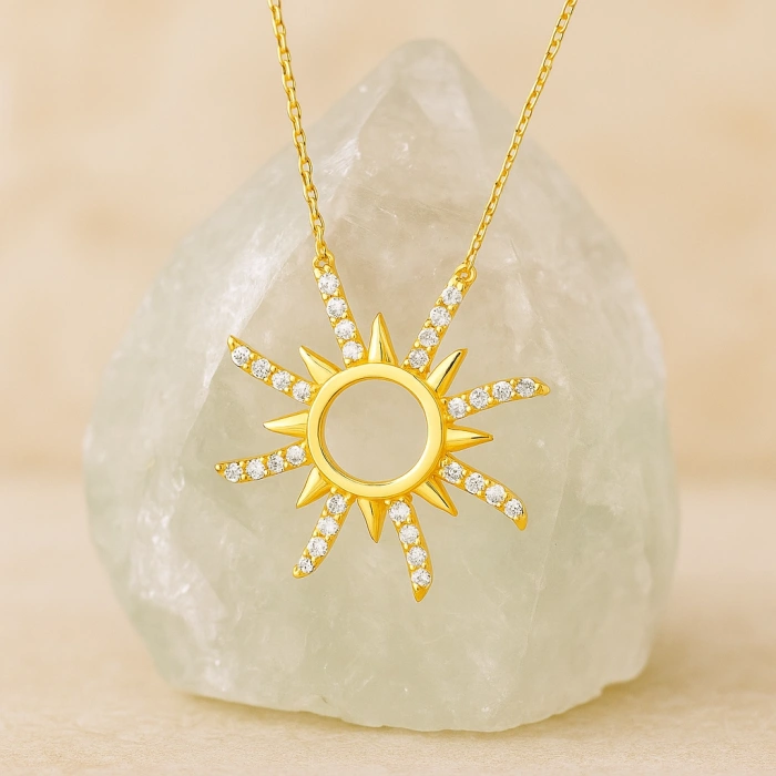 14 Ayar Altın Zarif Güneş Kolye