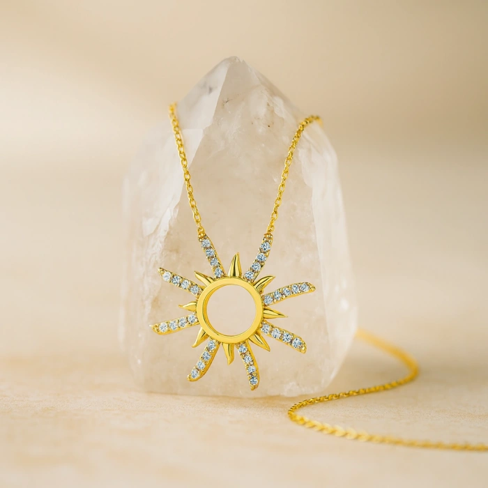 14 Ayar Altın Zarif Güneş Kolye