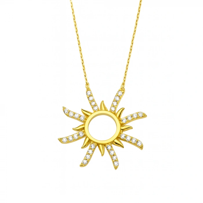 14 Ayar Altın Zarif Güneş Kolye