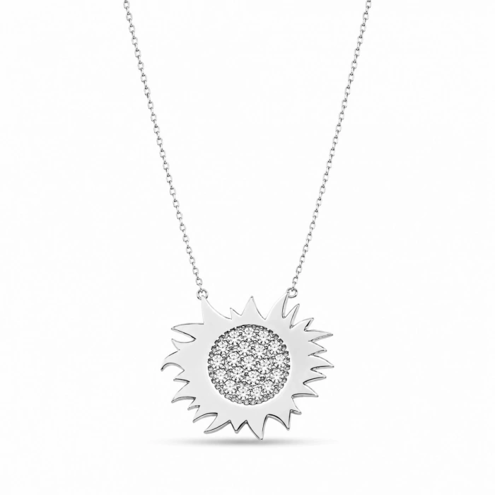 14K Solid Gold Sun Necklace