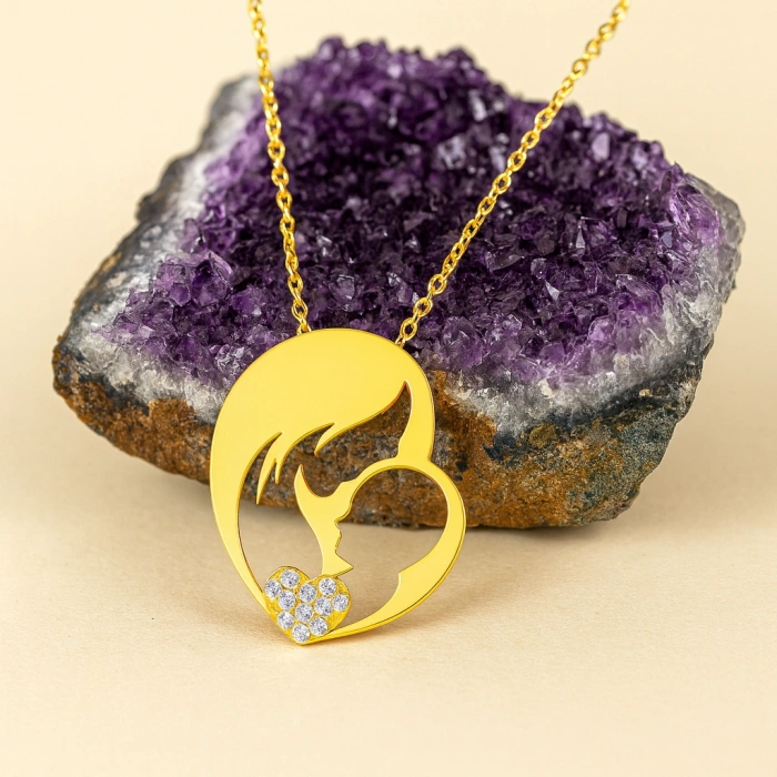 14K Altın Anne ve Bebek Kolye, Anne Takıları, Kadınlar için Zarif Kolyeler, Çocuk Kolye