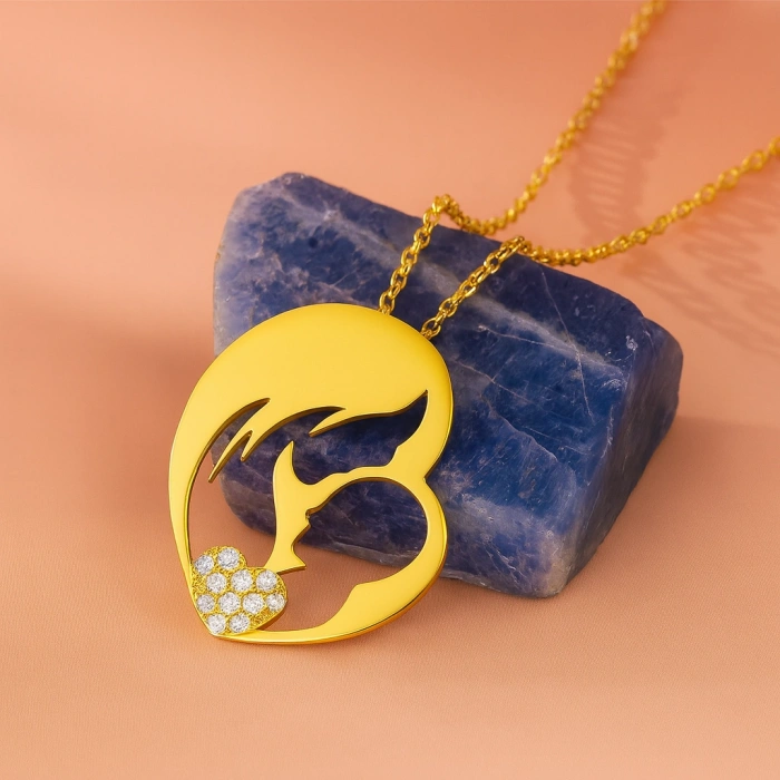 14K Altın Anne ve Bebek Kolye, Anne Takıları, Kadınlar için Zarif Kolyeler, Çocuk Kolye