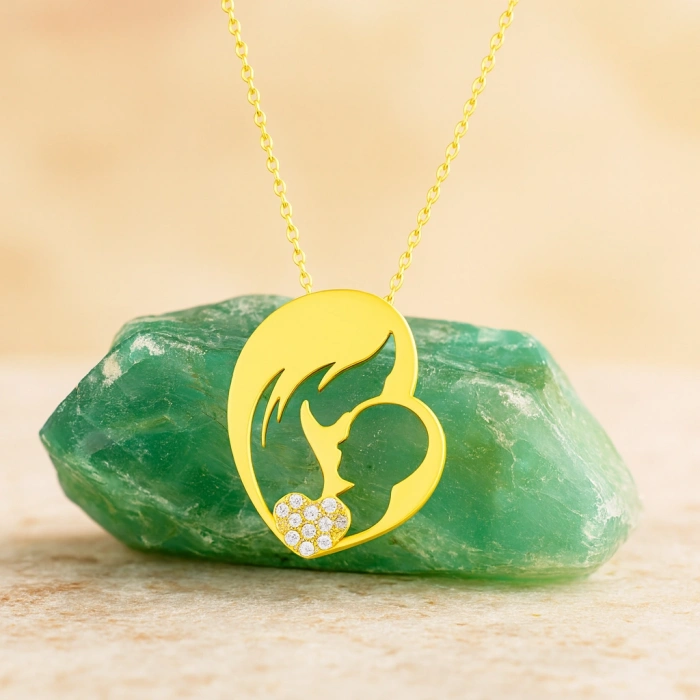 14K Altın Anne ve Bebek Kolye, Anne Takıları, Kadınlar için Zarif Kolyeler, Çocuk Kolye