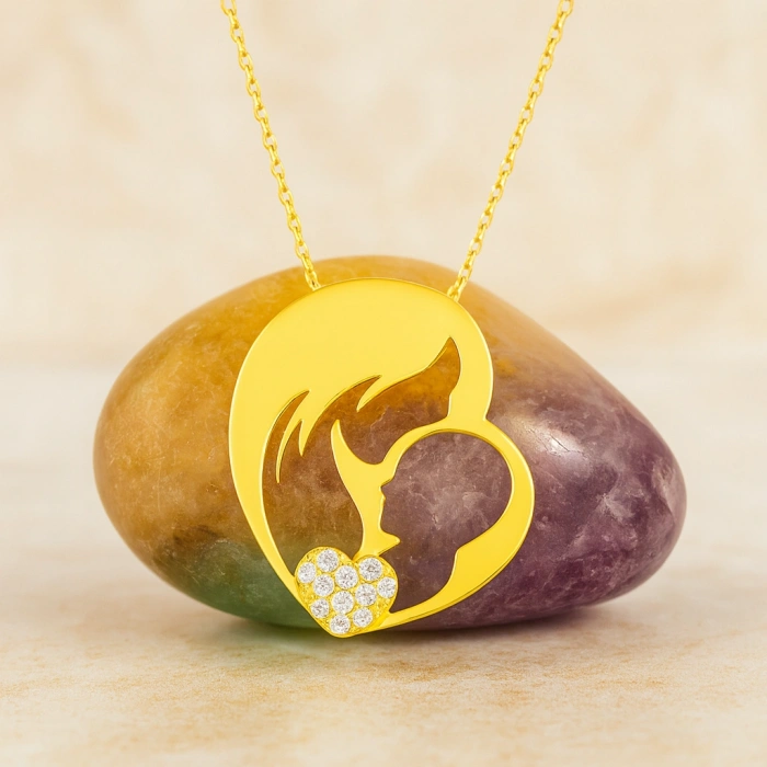 14K Altın Anne ve Bebek Kolye, Anne Takıları, Kadınlar için Zarif Kolyeler, Çocuk Kolye