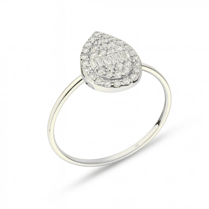 14K Gold Baguette Ring, Minimalist Gold Wedding Band, Elegant Engagement Ring