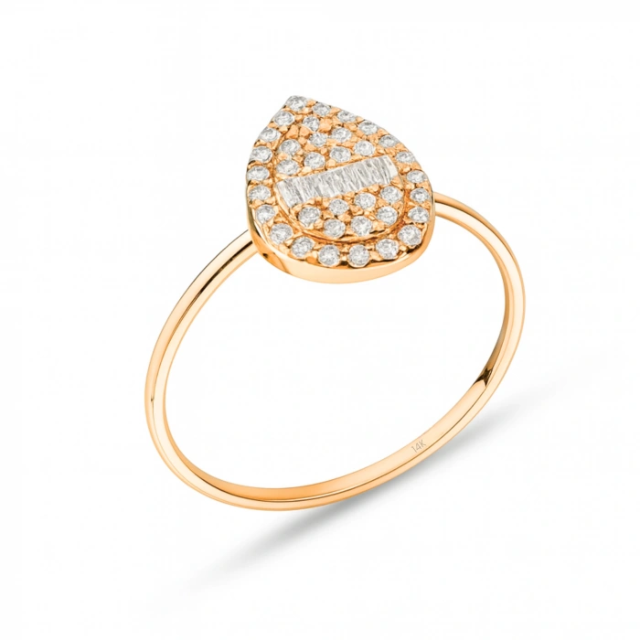 14K Gold Baguette Ring, Minimalist Gold Wedding Band, Elegant Engagement Ring