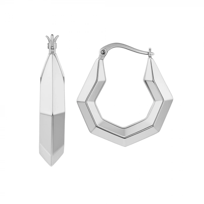 14K Altın Geometrik Halka Küpe