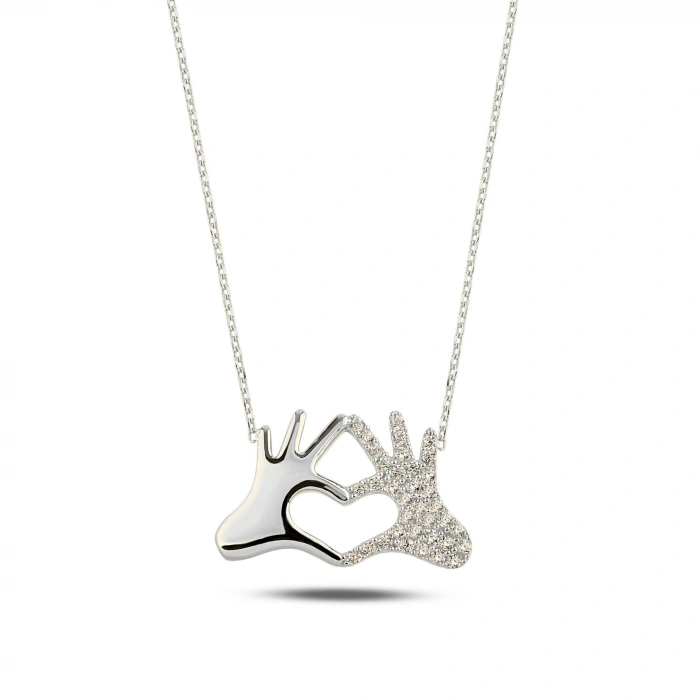 14K Altın Kalp Eller Kolye, Kız Arkadaşına Hediye Kolye