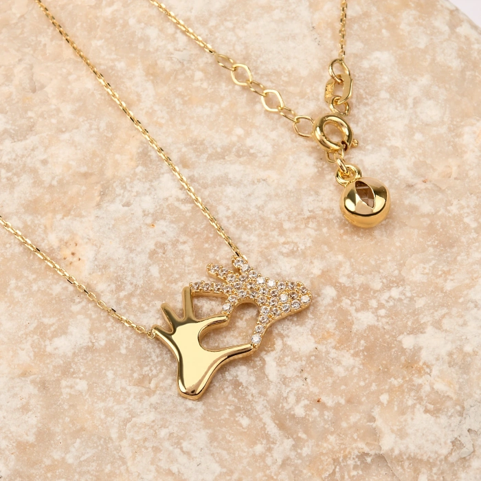 14K Altın Kalp Eller Kolye, Kız Arkadaşına Hediye Kolye