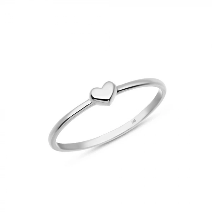 14K Gold Minimal Heart Ring, Valentine’s Day Gift, Thin and Small Rings