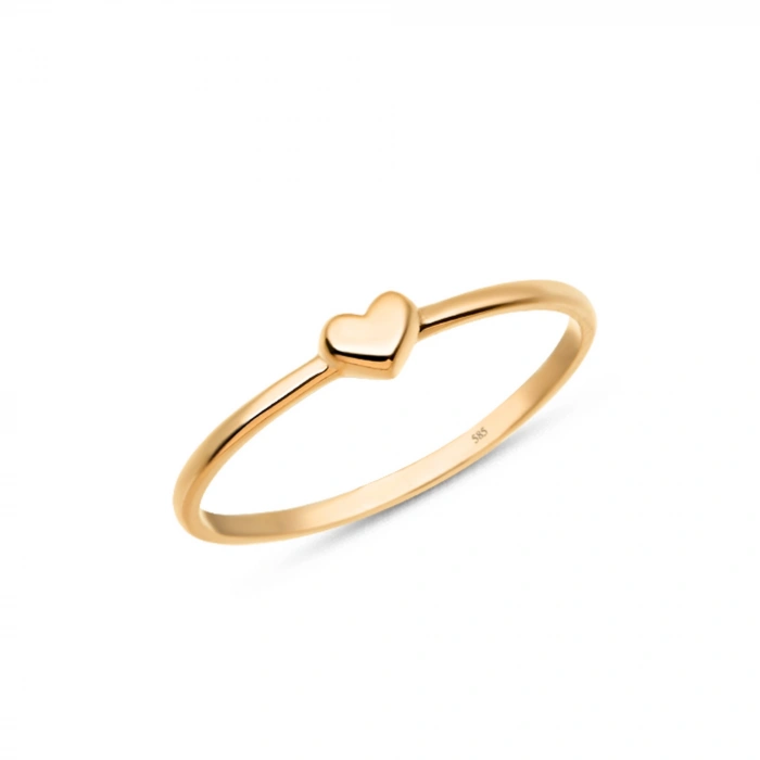 14K Gold Minimal Heart Ring, Valentine’s Day Gift, Thin and Small Rings