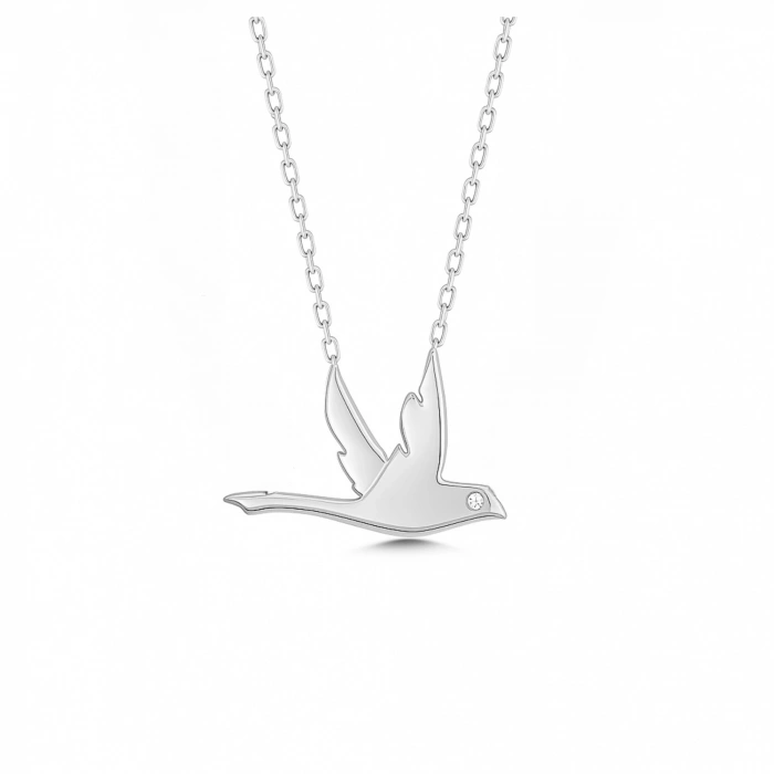 14K Altın Uçan Kuş Kırlangıç Kolye