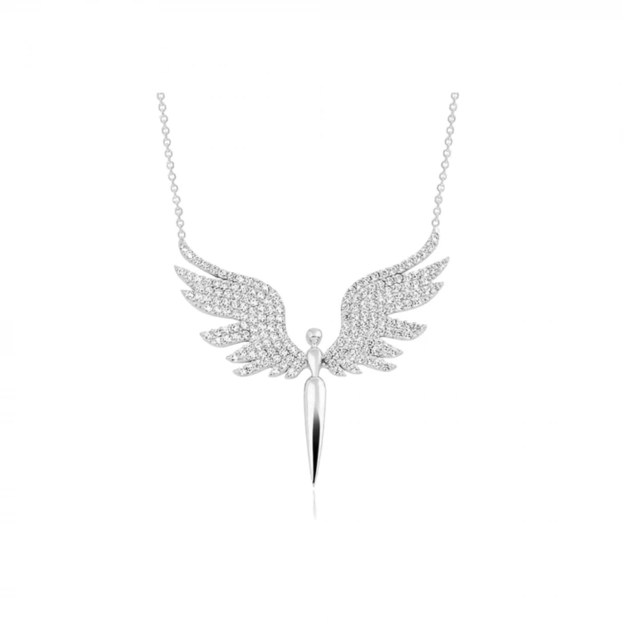 14K Gold Angel Necklace, Elegant Fairy Necklace