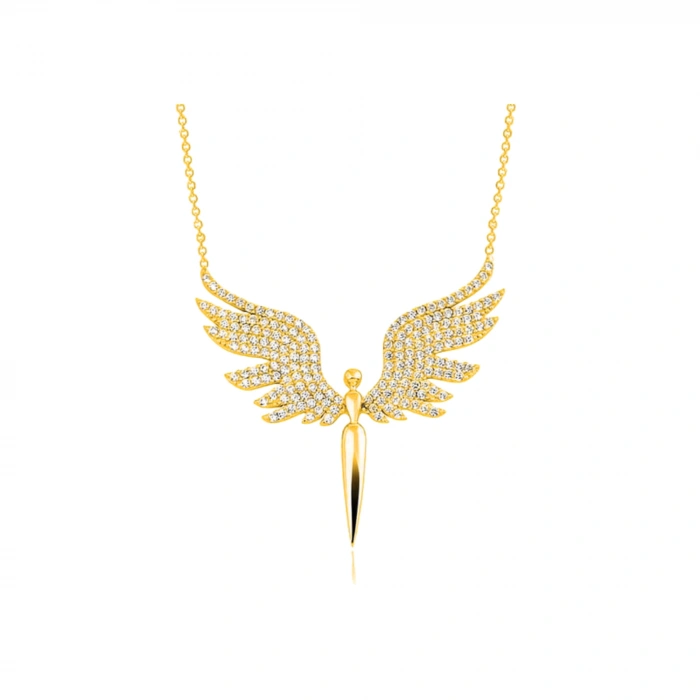 14K Gold Angel Necklace, Elegant Fairy Necklace