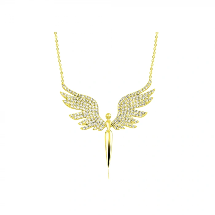 14K Gold Angel Necklace, Elegant Fairy Necklace