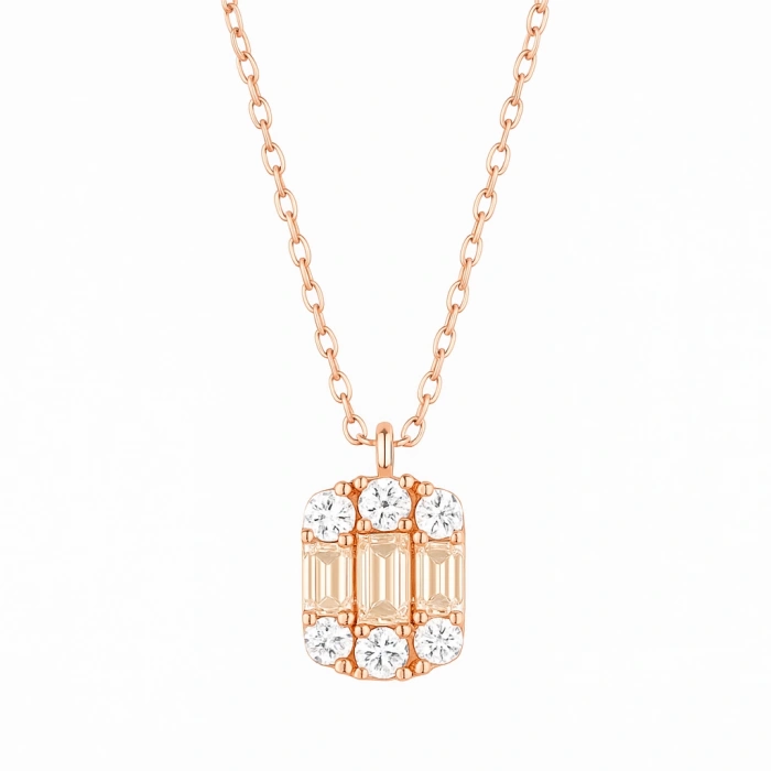 14K Gold Baguette Necklace