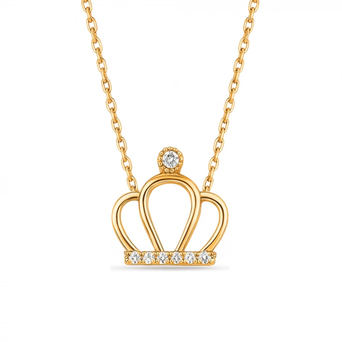 14K Gold Crown Necklace, Elegant Queen Crown, Princess Necklace