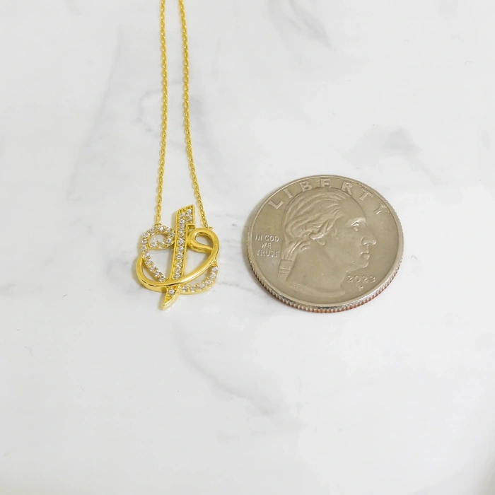 14K Gold Elif and Vav Necklace, ALLAH Necklace