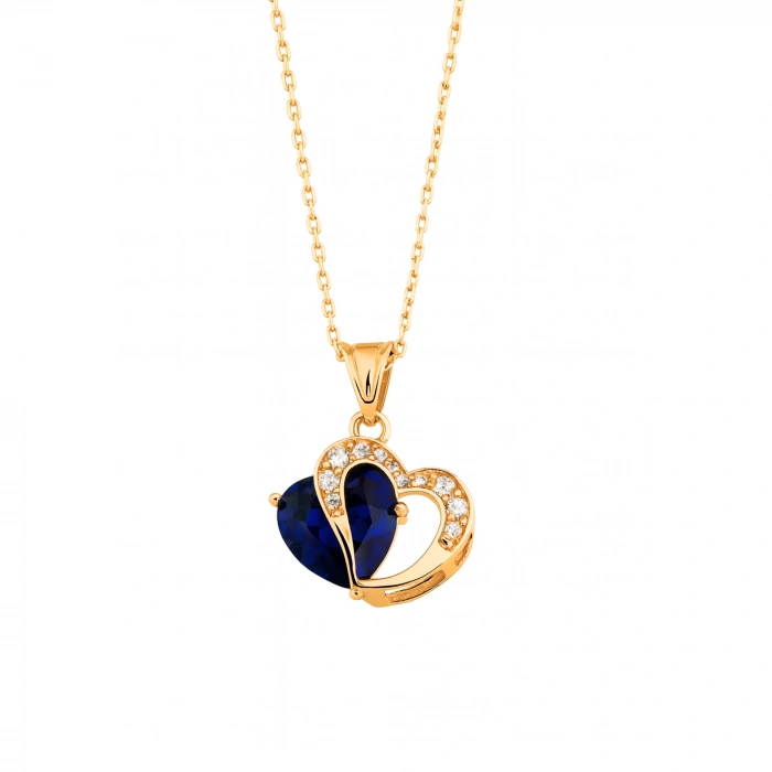 14K Gold Heart-Cut Birthstone Necklace, Personalized Colorful Stone Necklace