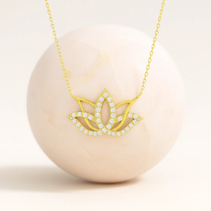 14K Gold Lotus Flower Necklace