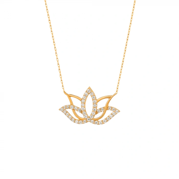 14K Gold Lotus Flower Necklace