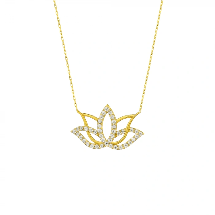 14K Gold Lotus Flower Necklace