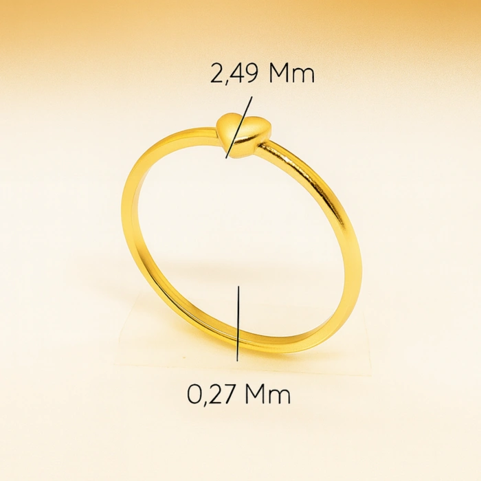 14K Gold Minimal Heart Ring, Valentine’s Day Gift, Thin and Small Rings