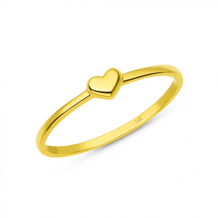 14K Gold Minimal Heart Ring, Valentine’s Day Gift, Thin and Small Rings
