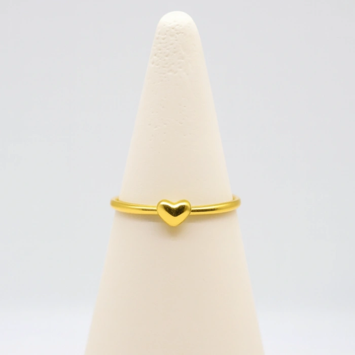 14K Gold Minimal Heart Ring, Valentine’s Day Gift, Thin and Small Rings