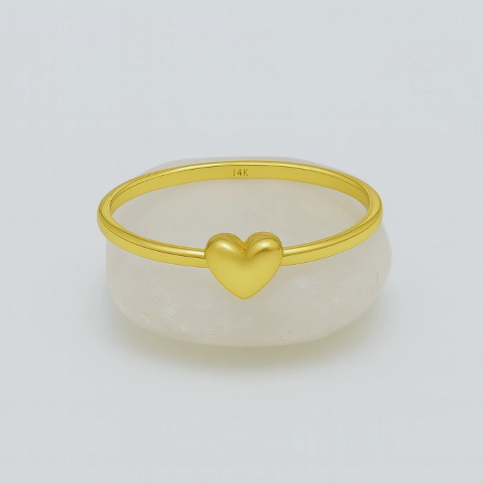 14K Gold Minimal Heart Ring, Valentine’s Day Gift, Thin and Small Rings