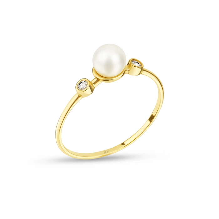 14K Gold Minimal Pearl Ring
