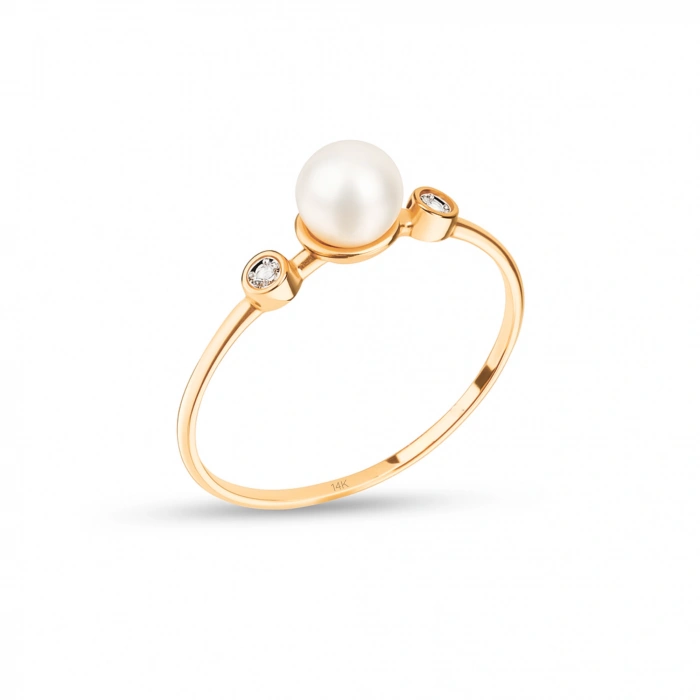 14K Gold Minimal Pearl Ring