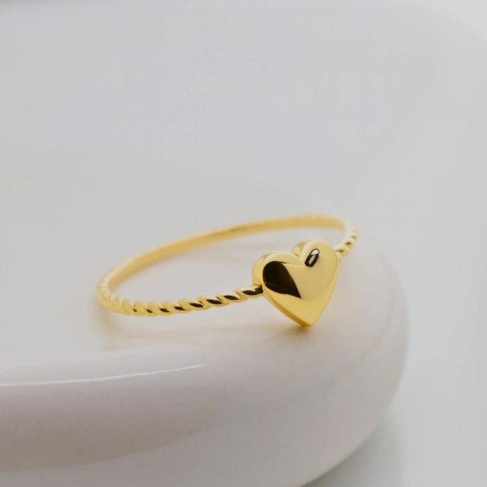 14K Gold Minimalist Thin Heart Ring, Elegant Love Jewelry