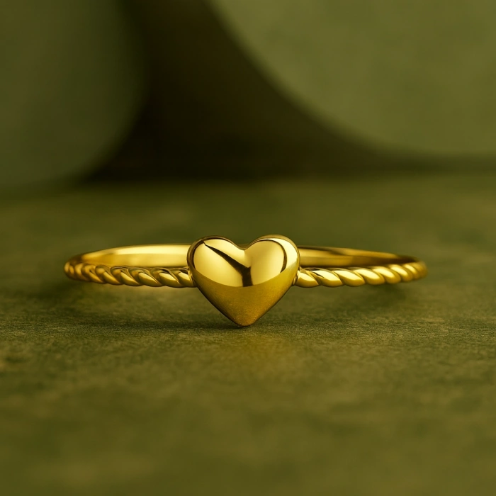 14K Gold Minimalist Thin Heart Ring, Elegant Love Jewelry