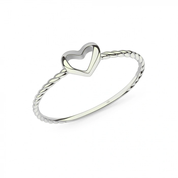 14K Gold Minimalist Thin Heart Ring, Elegant Love Jewelry