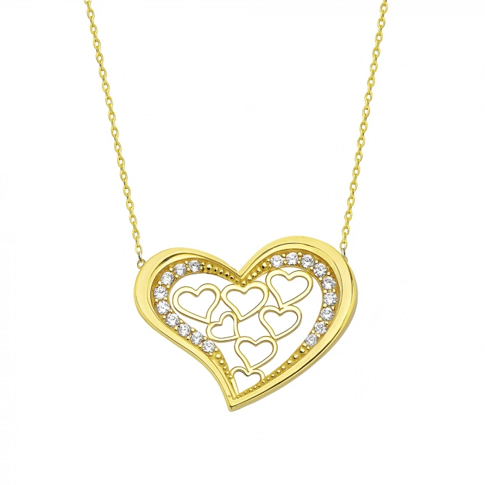 14K Gold Multi-Heart Necklace