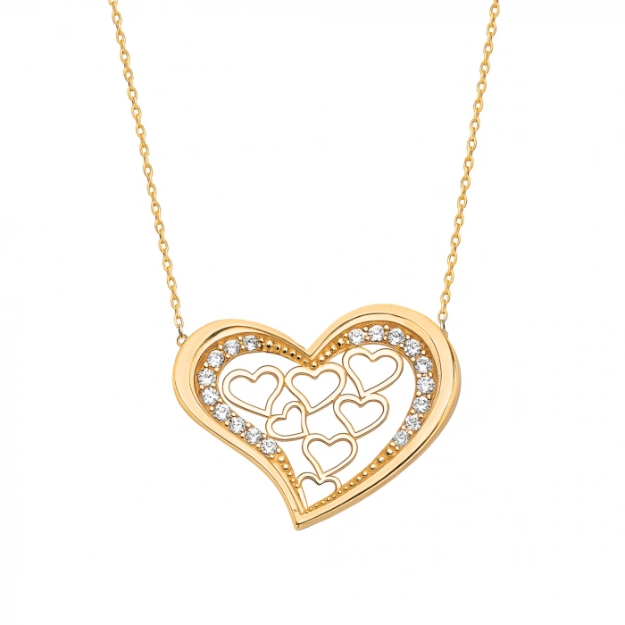 14K Gold Multi-Heart Necklace