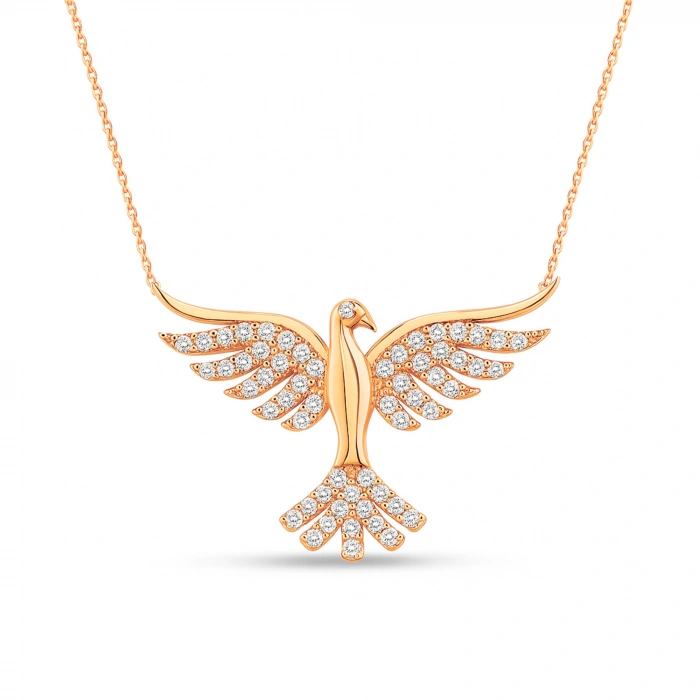 14K Gold Phoenix Necklace, Rebirth Necklace