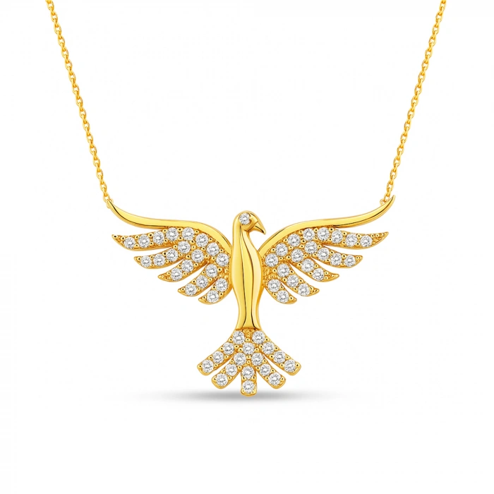 14K Gold Phoenix Necklace, Rebirth Necklace
