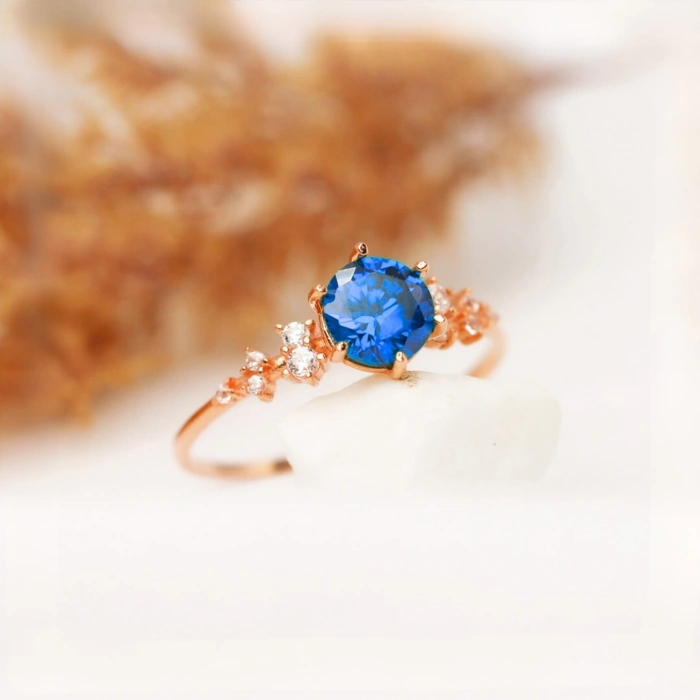 14K Gold Sapphire Minimal Ring