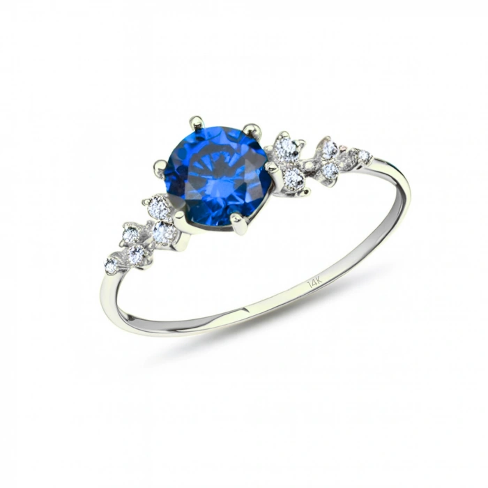 14K Gold Sapphire Minimal Ring