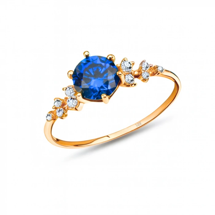 14K Gold Sapphire Minimal Ring