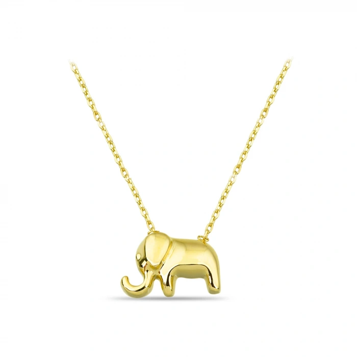 14K Gold Small Baby Elephant Necklace, Cute Luck Necklace