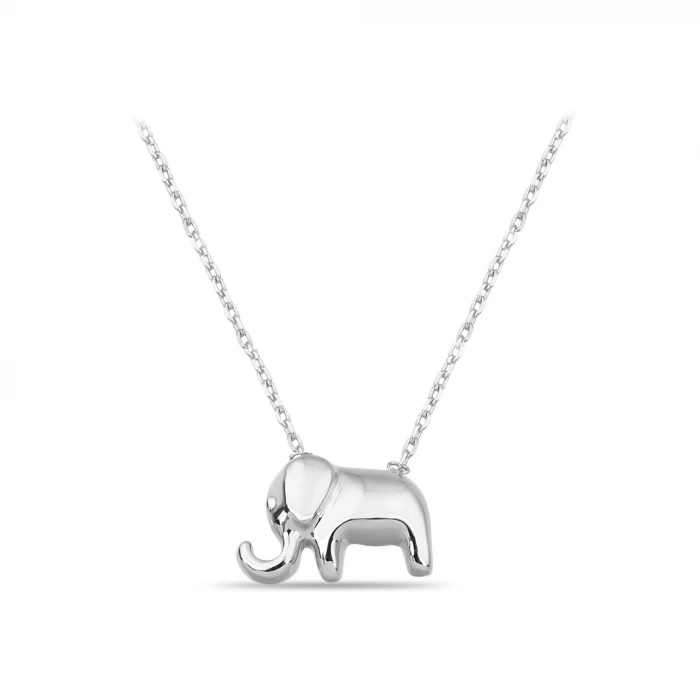14K Gold Small Baby Elephant Necklace, Cute Luck Necklace